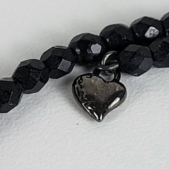 Vintage Carolee Jet Black Glass Collar Necklace 14" Teardrop Pendant Memory Wire - Picture 7 of 9